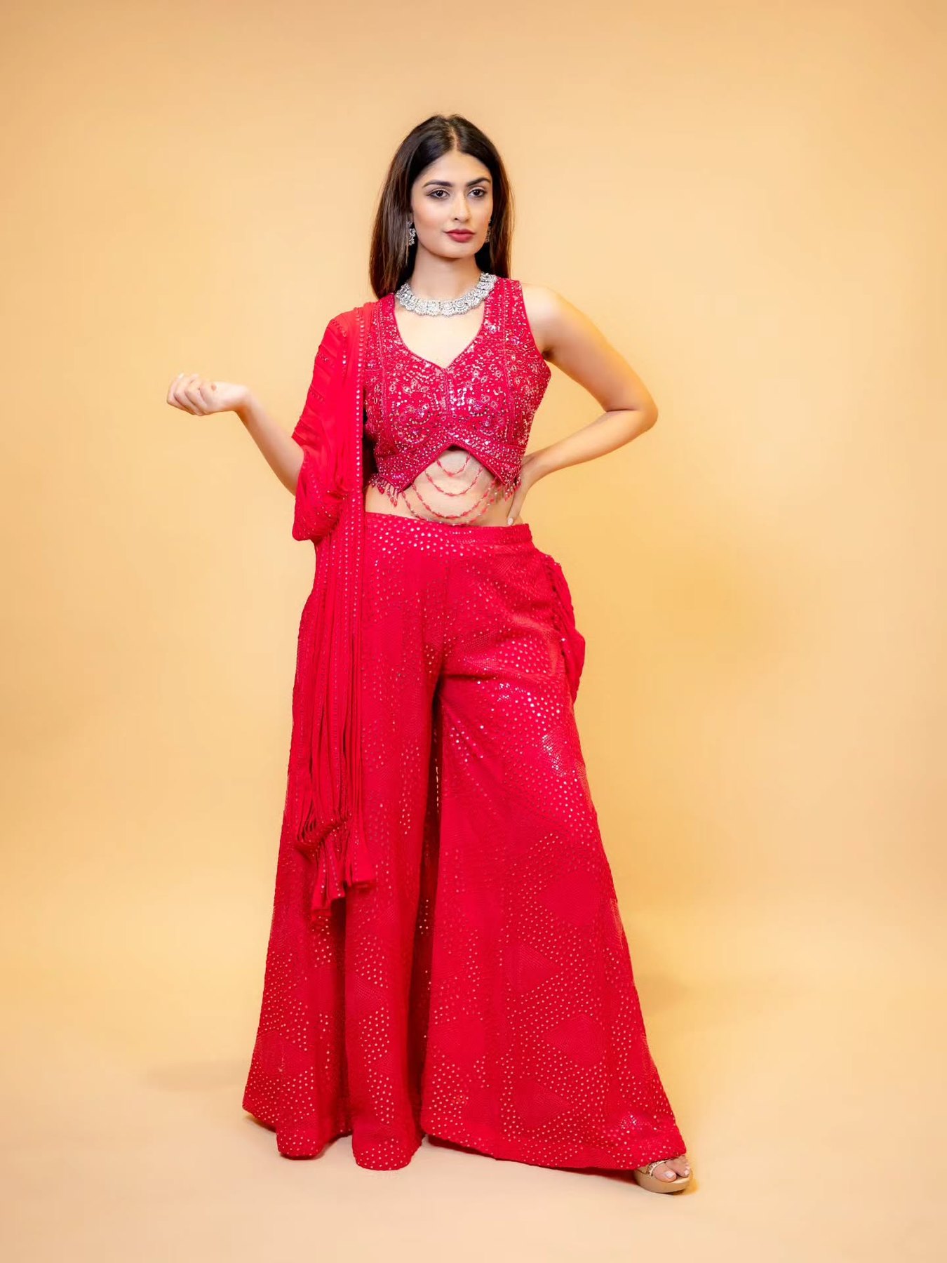Red lehenga